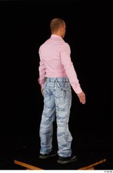 Whole Body Man White Shirt Jeans Slim Standing Studio photo references